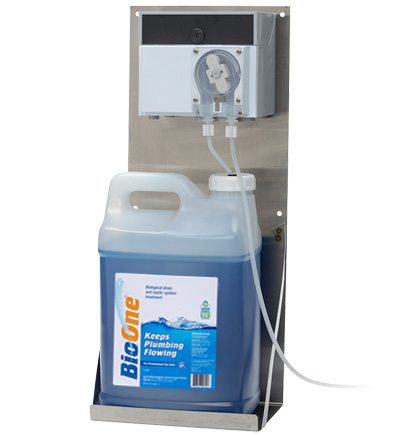 Chemical Pump Drain Dispenser with Rack